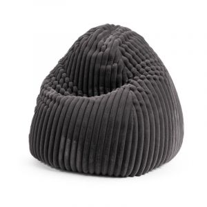 Pouf poire XXL d'intérieur velours anthracite 80x130