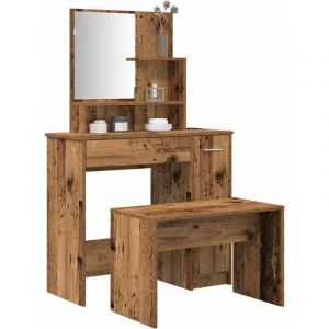 VidaXL Ensemble de coiffeuse vieux bois bois d'ingénierie