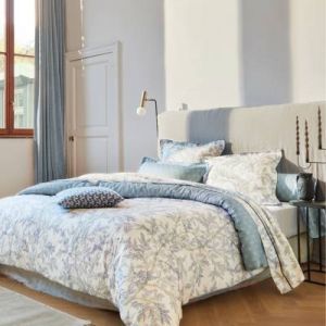 Sanderson Taie d'oreiller Cobalt en Satin de Coton BROCELIANDE