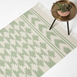Tapis Kilim En Coton Vert Turin 90 X 150 Cm