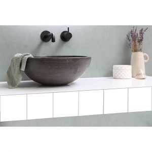 Plage Sticker adhésif homestaging, blanc uni classique rénovation carrelage, x6, 15 cm X 15 cm