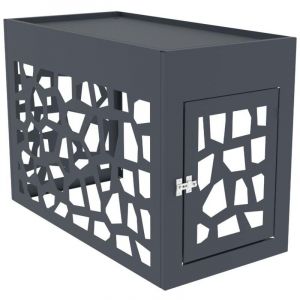 Vente-unique - Cache clim / pompe à chaleur en aluminium ajouré - Avec porte d'accès - Anthracite - kazoma