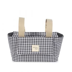 Walking Mum Sac organiseur I Love Vichy - Sac de maternité pour poussette - Poignées courtes pour fixer au chariot - Couleur : noir - Dimensions : 31 x 17 x 12 cm.