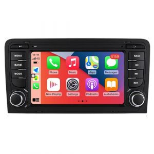 Autoradio CarPlay RoverOne Android Auto 2Go RAM 32Go ROM GPS Bluetooth pour Audi A3 S3 RS3 2003 - 2012