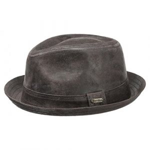 Stetson Chapeau Radcliff Player Homme - en Cuir Trilby Fedora avec Doublure, Bandeau Printemps-ete - XL