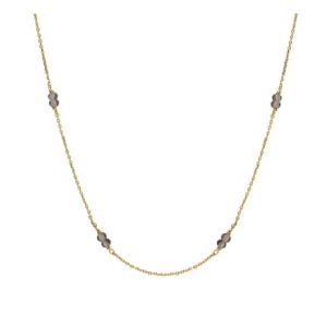 Image de Collier dor&eacute; &agrave; l'or fin quartz fum&eacute; VENUS