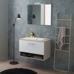 Kiamami Valentina Meuble De Salle De Bain Suspendu 80Cm Avec Vasque à Poser Lotto