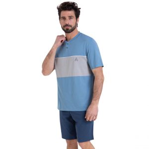 Athena Pyjama court col tunisien homme Chic multicolore en coton