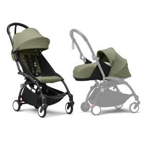 Stokke Poussette Yoyo3 Avec Pack Nouveau-Ne Et Pack Couleur 6 - Comprend Un Cadre Noir, Un Pack Couleur Yoyo 6 (Olive) Et Un Pack
