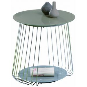 Pegane Table Basse Rivoli Verre Cappuccino/Gris, Dim : 50 x 50 x 50 cm