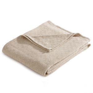 Jet&eacute; de fauteuil coton tiss&eacute; jacquard beige JC.ERIS