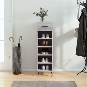 VidaXL Meuble à Chaussures, Armoire à Chaussures avec Tiroir et Pieds, Étagère à Chaussures avec 5 Compartiments Salon, Sonoma Gris Bois d'Ingénierie