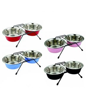Europet Bernina Gamelle double Chien Dinner Set en 8 – 2 x 950 ml Ø 16 cm - coloris aléatoi