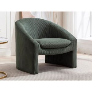 Fauteuil en velours c&ocirc;tel&eacute; vert ossana