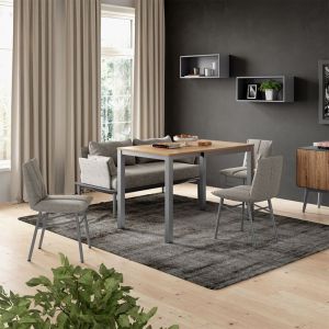 Table de salle &agrave; manger Granny, ch&ecirc;ne/gris, 120x70cm extensible Vicco