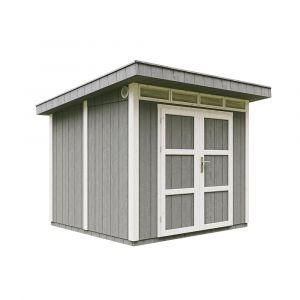 Image de Abri de jardin à base de bois en panneaux LP SmartSide 6 m² - Abri de jardin avec sol et tuiles bitumineuses L294xL279xH237 cm - Abri de jardin Timbela M903A- Couleur de peinture CAVERN STEEL