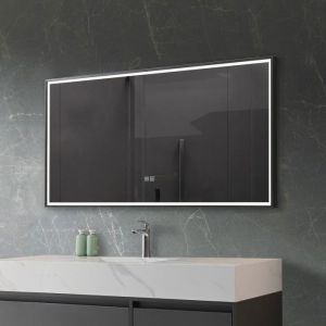 LuxuryBain- Miroir de salle de bain LED 120x60cm anti buée avec cadre en aluminium noir LB-126080-60-120