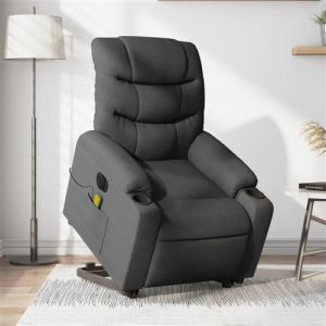VidaXL Fauteuil de relaxation, massage, inclinable électrique réglable tissu gris foncé