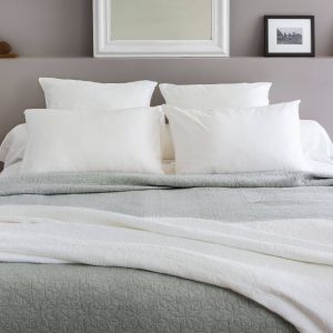 Dessus de lit coton jacquard Guethary TOISON D'OR TOISON D'OR 250 x 270 cm Perle