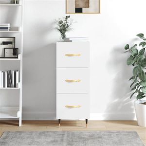 VidaXL Buffet, Armoire Latérale avec 3 Tiroirs, Commode avec Pieds, Meuble de Rangement Salle de Séjour, Moderne, Blanc Brillant Bois d'Ingénierie