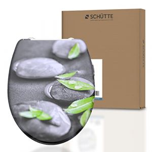 Schütte Siège de WC STONES avec abaissement automatique, couvercle de WC en duroplast avec motif et fermeture rapide pour le nettoyage(charge max. de la lunette 150 kg)