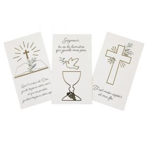 Image de 6 cartes de remerciements communion blanc et or - hobi cart1225/6