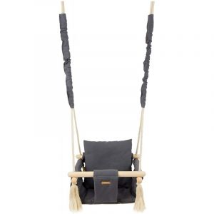Balançoire bascule confortable pour enfants en bois coton terrasse jardin maison gris
