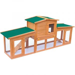 Clapier large 190 x 46 x 85 cm pour petits animaux avec toits bois 02_0000623