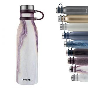 Image de Contigo Matterhorn bouteille isotherme, grande gourde, bouteille en acier inoxydable avec isolation Thermalock, bouteille d’eau sans BPA avec bouchon vissable, entièrement étanche, 590 ml