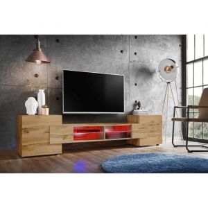 Meuble Banc TV Merano Komodee - LED RGB - Wotan & Wotan - Version 2 - L230cm x H53cm x P35cm