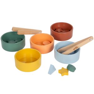 Legler Jeu de tri Montessori avec Pinces, en Bois certifi&eacute; FSC 100%, avec 5 Bols color&eacute;s, pour Enfants &agrave; partir de 1 an, 12814