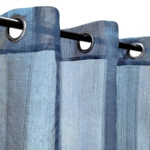 RIDEAU ETAMINE FILS ARGENT 140X240 INDIGO