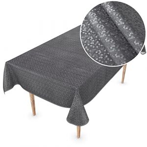 Nappe en toile cirée en vinyle de qualité supérieure - Lavable - Ronde - 150 cm - Damas crème champagne - Facile à nettoyer