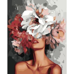 Figured'Art Peinture par Num&eacute;ro Adulte Beaut&eacute; derri&egrave;re les fleurs - Activit&eacute; Manuelle Kit de Loisir Cr&eacute;atif DIY Num&eacute;ro d'Art Complet - 40x50cm sans ch&acirc;ssis en bois