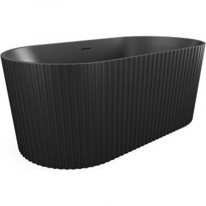 Vente-unique - Baignoire îlot striée en acrylique - Noir mat - 230L - 170 x 80 x 58 cm - aliena