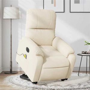 VidaXL Fauteuil de relaxation, massage, inclinable électrique réglable tissu microfibre beige