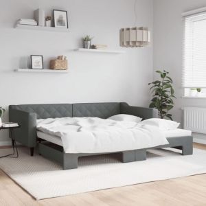 VidaXL Lit de jour avec lit gigogne gris fonc&eacute; 100x200 cm tissu