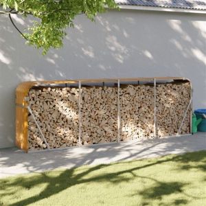 VidaXL Porte-bûches marron clair 300x45x100 cm acier galvanisé