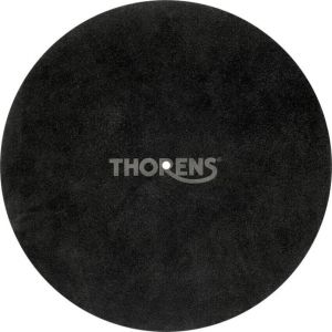 Thorens Plateaux et couvres-plateaux Couvre-plateau cuir noir grav&eacute; logo