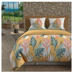 Soleil d'Ocre Parure housse de couette en coton 57 fils 260x240 cm MATHIS jaune, par - Jaune