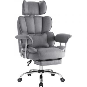 Intimate Wm Heart - iwmh Chaise de Bureau en Cuir à Dossier Grand avec Coussin Lombaire, Chaise de Direction avec Repose-Pieds Extensible et