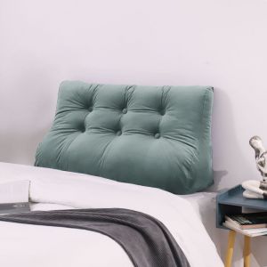 Compens&eacute; Coussin de lecture Triangulaire de Repos au lit Dossier T&ecirc;te de lit Soutien Dorsal Oreiller D&eacute;coratif, Gris Velours, 100 x 25 x 55 cm - Gris
