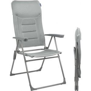 TRVLMORE Chaise de camping - 7 positions - Chaise de camping confortable - Capacité de charge de 120 kg - Position allongée - Chaise pliante - Chaise pliante - Gris