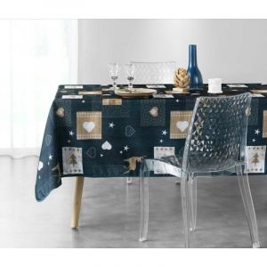 Nappe Augustin Anti Taches 300 x 150 cm - Nappe imperméable - Résistante et Lavable en Machine - bleu