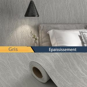 Ideko Papier Peint 3D effet ondulation Gris adh&eacute;sif auto collant &eacute;paississement 60CM x 2.8M en rouleau Style jardin doux 1.68m2