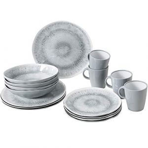 Brunner Melamin Ess Geschirr Set Lunch Box 16 Teilig Camping Reise Teller Becher Stonetouch Pearl