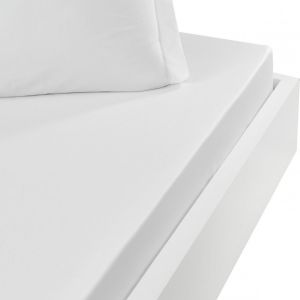 Sensei Maison Drap housse en percale de coton Blanc 200x200 cm