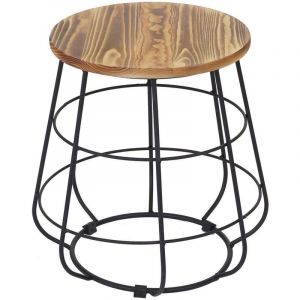Décoshop26 Table d'appoint table de chevet tabouret en bois design industriel Ø35cm MDJ04119