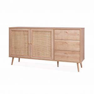 Alice's Garden Buffet de rangement naturel en cannage 150 x 39 x 79cm