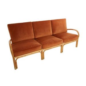 Image de Canap&eacute; 3 places rotin et velours